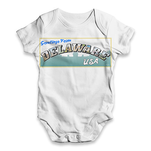 Greetings From Delaware USA Baby Unisex ALL-OVER PRINT Baby Grow Bodysuit
