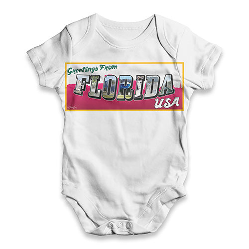 Greetings From Florida Baby Unisex ALL-OVER PRINT Baby Grow Bodysuit