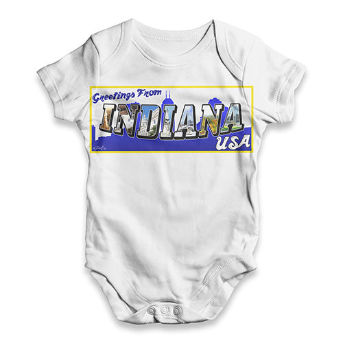 Greetings From Indiana Baby Unisex ALL-OVER PRINT Baby Grow Bodysuit