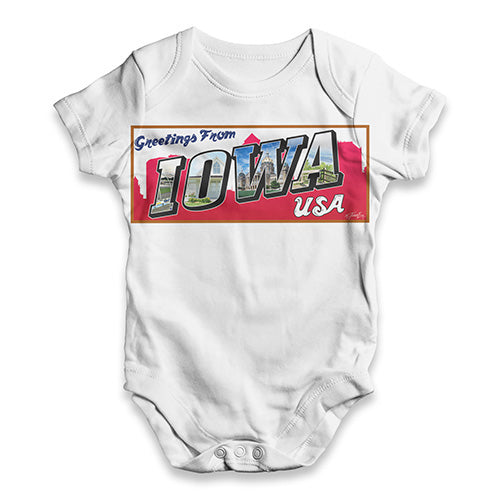 Greetings From Iowa Baby Unisex ALL-OVER PRINT Baby Grow Bodysuit