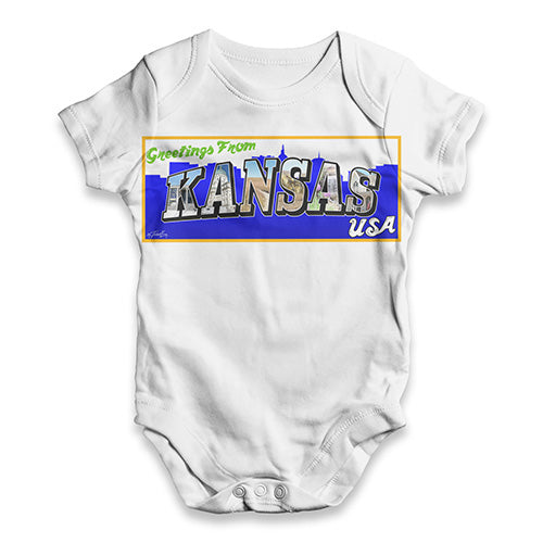 Greetings From Kansas Baby Unisex ALL-OVER PRINT Baby Grow Bodysuit