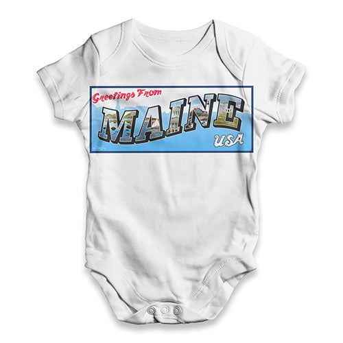 Greetings From Maine Baby Unisex ALL-OVER PRINT Baby Grow Bodysuit