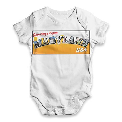 Greetings From Maryland Baby Unisex ALL-OVER PRINT Baby Grow Bodysuit