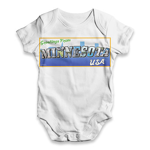 Greetings From Minnesota USA Baby Unisex ALL-OVER PRINT Baby Grow Bodysuit
