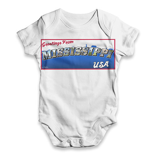 Greetings From Mississippi USA Baby Unisex ALL-OVER PRINT Baby Grow Bodysuit