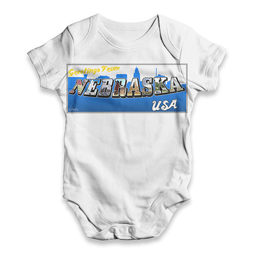 Greetings From Nebraska USA Baby Unisex ALL-OVER PRINT Baby Grow Bodysuit