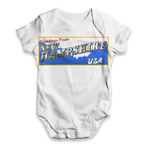 Greetings From New Hampshire USA Baby Unisex ALL-OVER PRINT Baby Grow Bodysuit