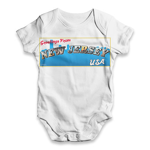 Greetings From New Jersey USA Baby Unisex ALL-OVER PRINT Baby Grow Bodysuit