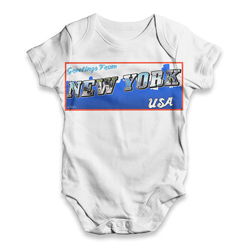 Greetings From New York USA Baby Unisex ALL-OVER PRINT Baby Grow Bodysuit