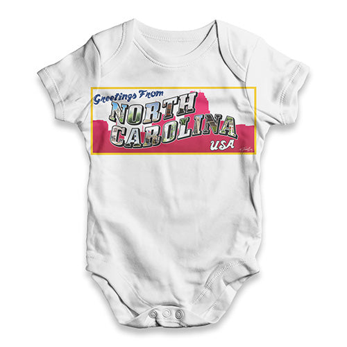 Greetings From North Carolina USA Baby Unisex ALL-OVER PRINT Baby Grow Bodysuit