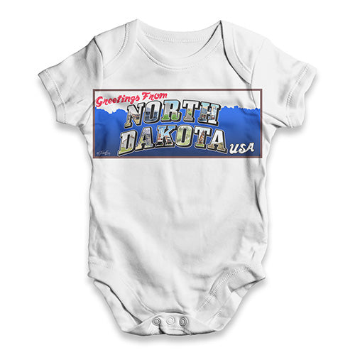 Greetings From North Dakota USA Baby Unisex ALL-OVER PRINT Baby Grow Bodysuit