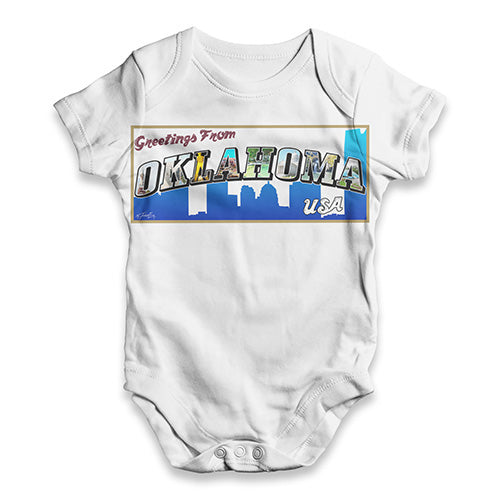 Greetings From Oklahoma USA Baby Unisex ALL-OVER PRINT Baby Grow Bodysuit