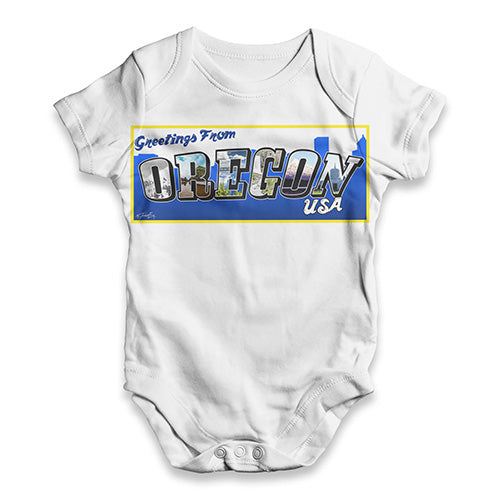 Greetings From Oregon USA Baby Unisex ALL-OVER PRINT Baby Grow Bodysuit