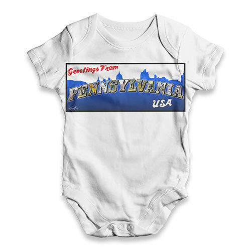 Greetings From Pennsylvania USA Baby Unisex ALL-OVER PRINT Baby Grow Bodysuit