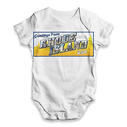 Greetings From Rhode Island USA Baby Unisex ALL-OVER PRINT Baby Grow Bodysuit