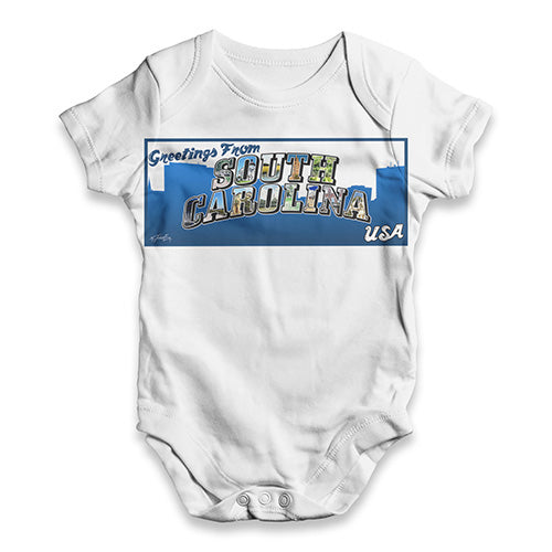 Greetings From South Carolina USA Baby Unisex ALL-OVER PRINT Baby Grow Bodysuit