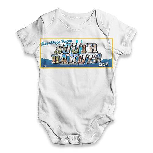 Greetings From South Dakota USA Baby Unisex ALL-OVER PRINT Baby Grow Bodysuit