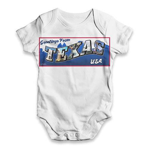 Greetings From Texas USA Baby Unisex ALL-OVER PRINT Baby Grow Bodysuit