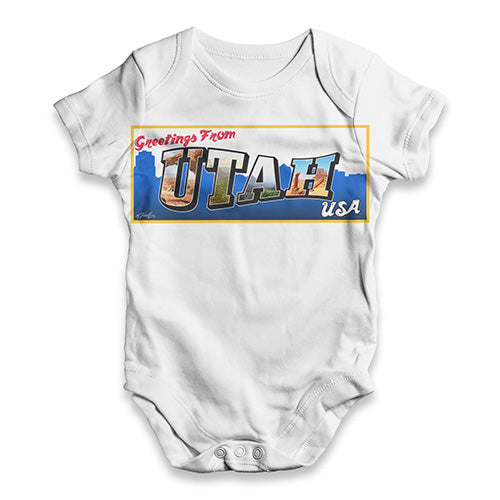 Greetings From Utah USA Baby Unisex ALL-OVER PRINT Baby Grow Bodysuit