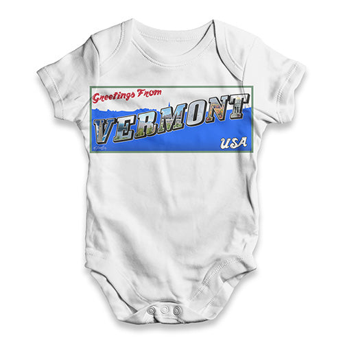 Greetings From Vermont USA Baby Unisex ALL-OVER PRINT Baby Grow Bodysuit