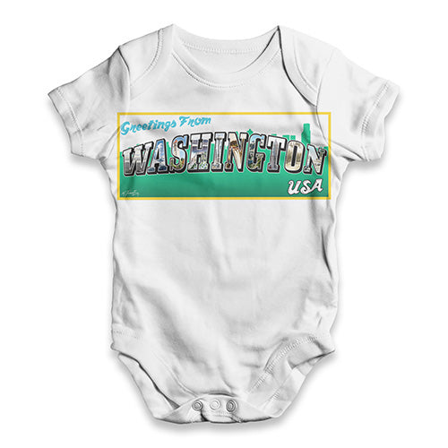 Greetings From Washington USA Baby Unisex ALL-OVER PRINT Baby Grow Bodysuit