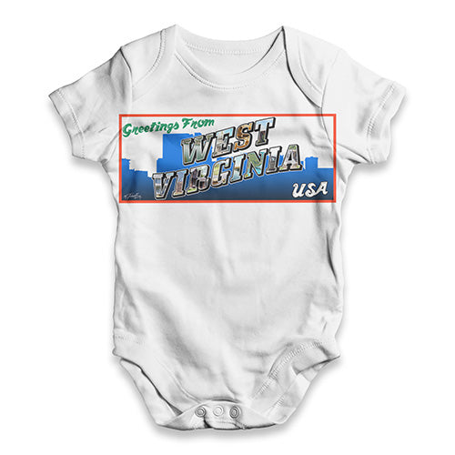 Greetings From West Virginia USA Baby Unisex ALL-OVER PRINT Baby Grow Bodysuit
