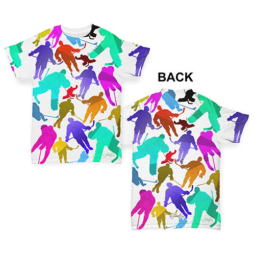 Ice Hockey Rainbow Silhouette Baby Toddler ALL-OVER PRINT Baby T-shirt