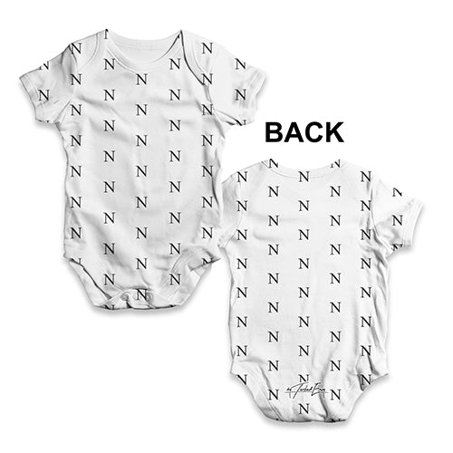 Alphabet Monogram Letter N Baby Unisex ALL-OVER PRINT Baby Grow Bodysuit