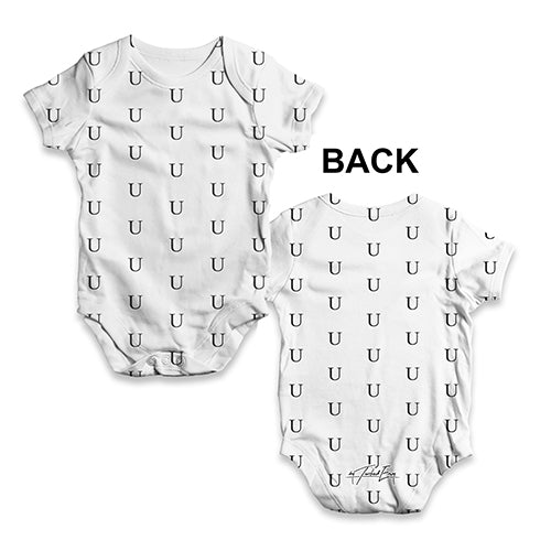Alphabet Monogram Letter U Baby Unisex ALL-OVER PRINT Baby Grow Bodysuit