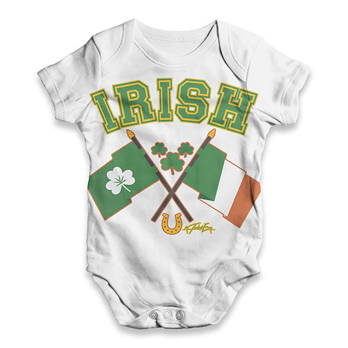 Baby Boy Clothes Irish Flag St Patricks Day Baby Unisex ALL-OVER PRINT Baby Grow Bodysuit 0-3 Months White