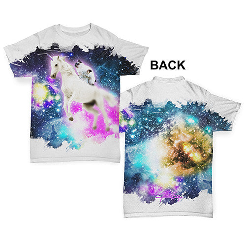 Cat Riding Unicorn In Space Baby Toddler ALL-OVER PRINT Baby T-shirt