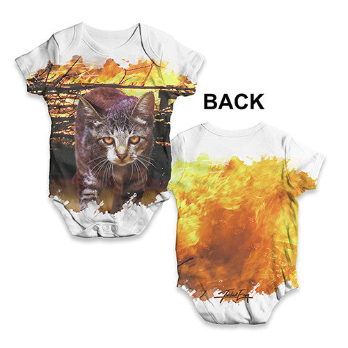 Fire Cat Baby Unisex ALL-OVER PRINT Baby Grow Bodysuit