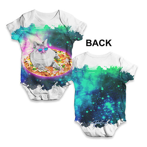 Surfing Pizza Cat In Space Baby Unisex ALL-OVER PRINT Baby Grow Bodysuit