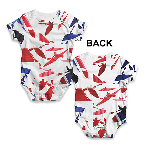 Funny Baby Clothes GB Canoeing Silhouette Baby Unisex ALL-OVER PRINT Baby Grow Bodysuit 3 - 6 Months White