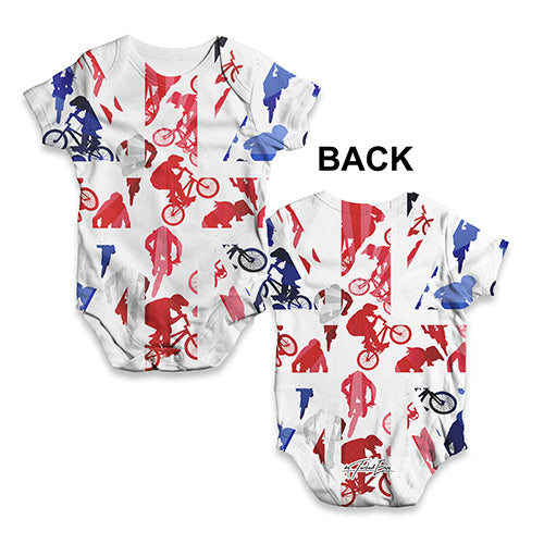 Funny Baby Bodysuits GB BMX Silhouette Baby Unisex ALL-OVER PRINT Baby Grow Bodysuit New Born White