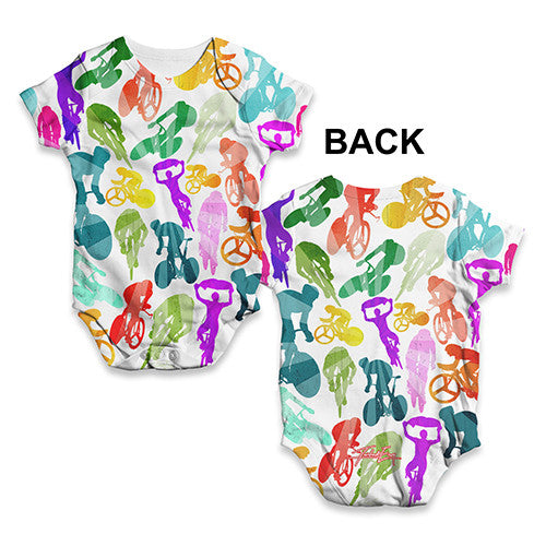 Cycling Rainbow Collage Baby Unisex ALL-OVER PRINT Baby Grow Bodysuit