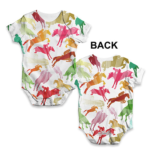 Funny Infant Baby Bodysuit Show Jumping Rainbow Collage Baby Unisex ALL-OVER PRINT Baby Grow Bodysuit 6 - 12 Months White