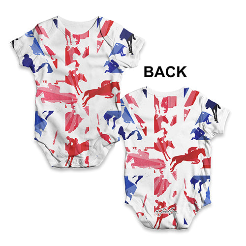 Funny Baby Clothes GB Show Jumping Silhouette Baby Unisex ALL-OVER PRINT Baby Grow Bodysuit 18 - 24 Months White