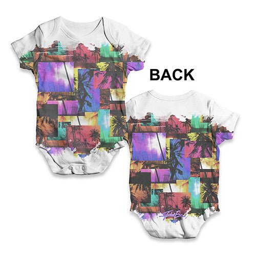 Neon Palm Trees Baby Unisex ALL-OVER PRINT Baby Grow Bodysuit