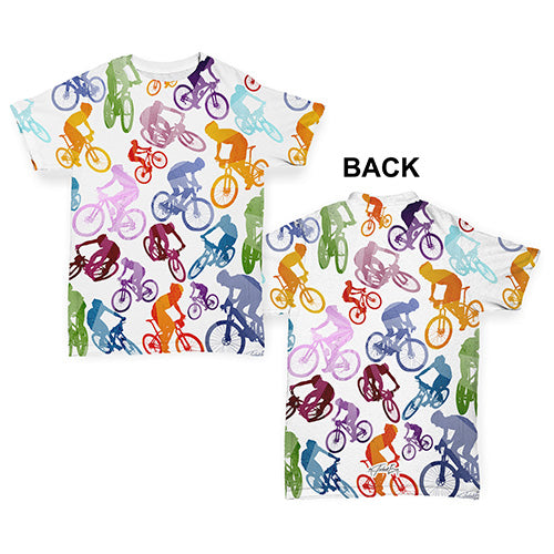 Mountain Biking Rainbow Collage Baby Toddler ALL-OVER PRINT Baby T-shirt