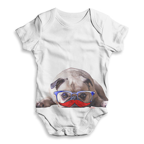 Hipster Mr Moustache Pug Baby Unisex ALL-OVER PRINT Baby Grow Bodysuit