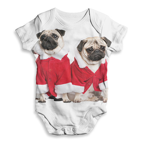 Christmas Pugs Santa Baby Unisex ALL-OVER PRINT Baby Grow Bodysuit