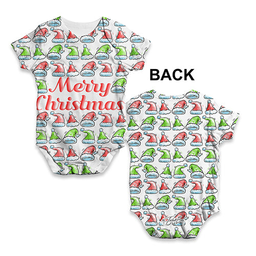 Merry Christmas Santa Hat Pattern Baby Unisex ALL-OVER PRINT Baby Grow Bodysuit
