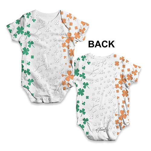 Funny Baby Bodysuits Irish Clover Flag Baby Unisex ALL-OVER PRINT Baby Grow Bodysuit 3-6 Months White