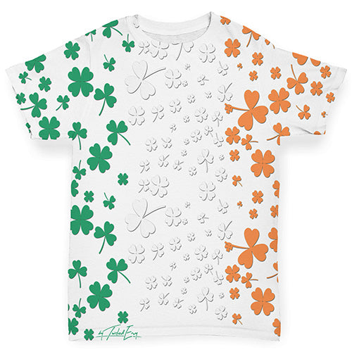 Funny Infant Baby Tshirts Irish Clover Flag Baby Toddler ALL-OVER PRINT Baby T-shirt 6-12 Months White