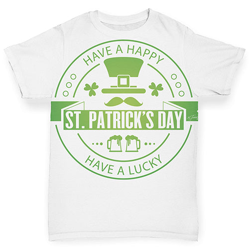 Baby Tshirts Have a Happy, Have a Lucky St Patrick's Day Beer Leprechaun Baby Toddler ALL-OVER PRINT Baby T-shirt 3-6 Months White
