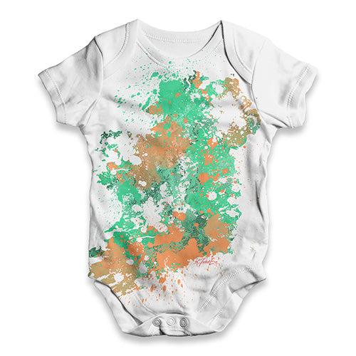 Baby Onesies Ireland Paint Splats Silhouette Baby Unisex ALL-OVER PRINT Baby Grow Bodysuit 0-3 Months White