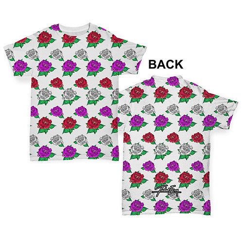 Coloured Roses Pattern Baby Toddler ALL-OVER PRINT Baby T-shirt