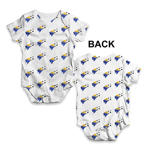 Bosnia And Herzegovina Football Soccer Flag Paint Splat Baby Unisex ALL-OVER PRINT Baby Grow Bodysuit