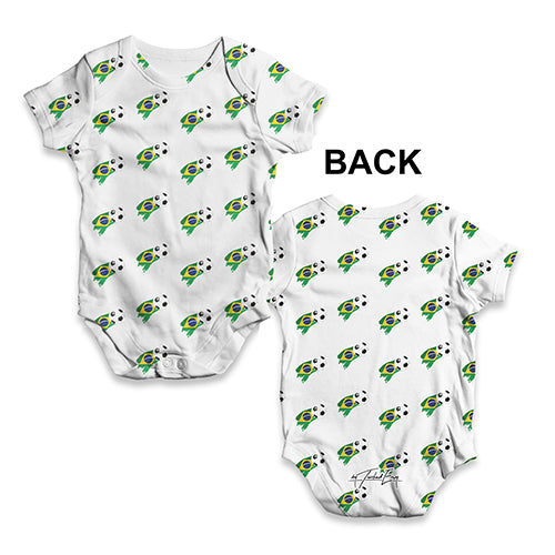 Brazil Football Soccer Flag Paint Splat Baby Unisex ALL-OVER PRINT Baby Grow Bodysuit